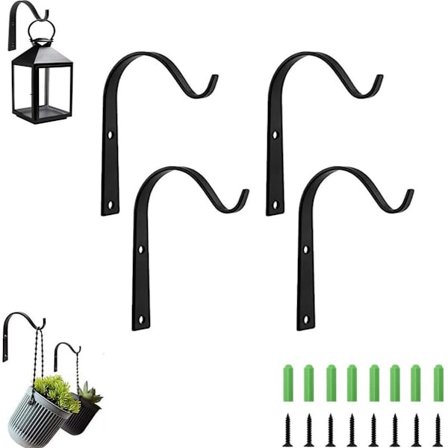 4-delt sett med plantekroker i metall - Blomsterpottekroker