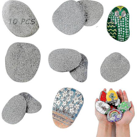 10-pakning flate store steiner for maling - akvariedekorasjon, dekorativ strandgrus, håndverk og hagedekor