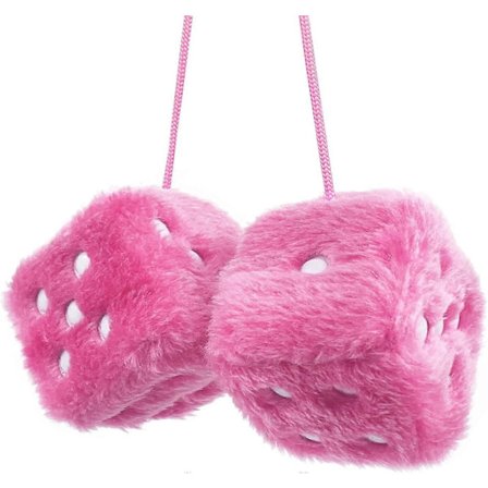 Par Retro Fyrkantig Spegel Hängande Par Luddiga Plyschtärningar Med Prickar För Bil