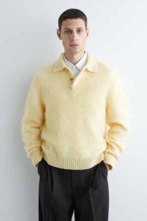 COS Brushed Mohair-Blend Polo Jumper in Yellow - Men