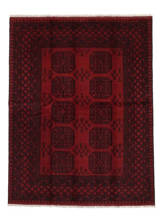 Hand Knotted Afghan Fine Rug 154X197 Black/Dark Red