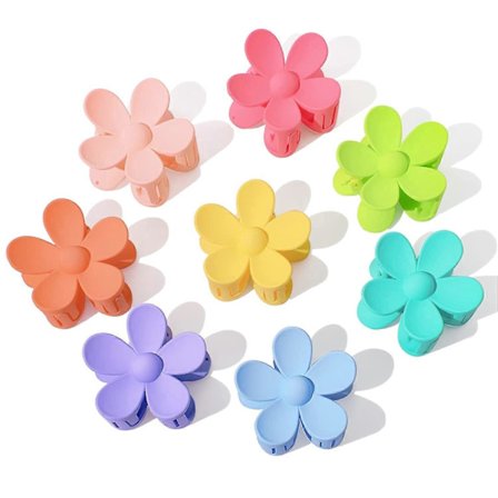 8-pak Blomster Hårklemmer Store Hårklemmer til Kvinder Piger Store Søde Hårklemmer til Tykt Hår