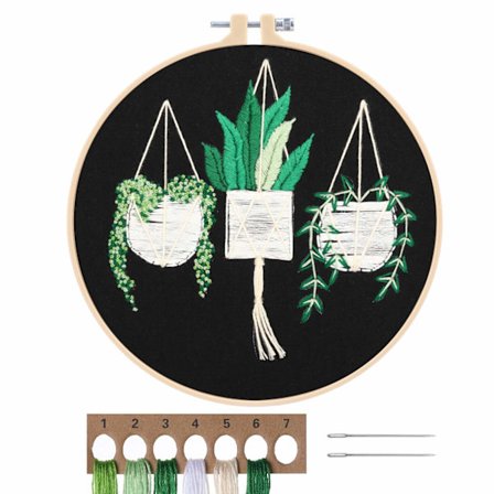 Korssting Broderet Sæt, DIY Broderi Håndlavet Sy Håndværkssæt til Voksne Begynder Sting Starter (Planter Blomster)