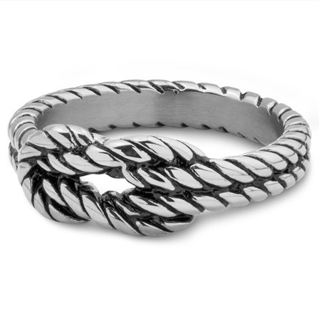 Evan Ethon Silver-tone Hercules Knot Rope Ring for Men - Steel rings