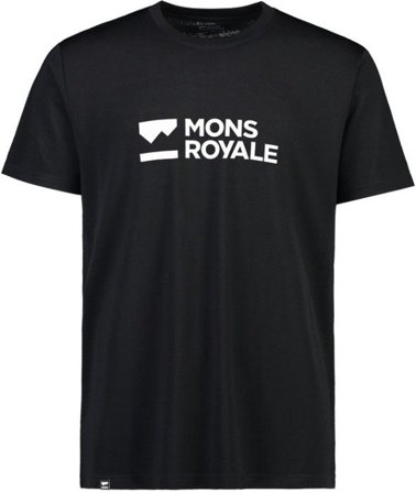 Mons Royale M's Icon Logo T-Shirt Black - Merinoull för sommarliv, resa och vandring