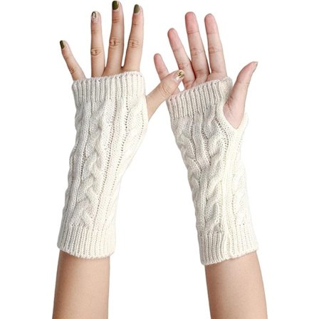 Fingerløse handsker til kvinder - hvide armbånd