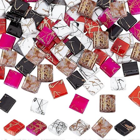 120 stk. 2 Huls Frøperler 6 Stilarter Rektangel Glasbærerperler Terning Spacer Perler Trækbænk Flade Firkantede Perler til Multi-Strands Armbånd Lag 