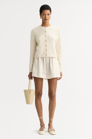 Soft Goat - Alpaca cardigan - Women cashmere sweater - M - Feather White