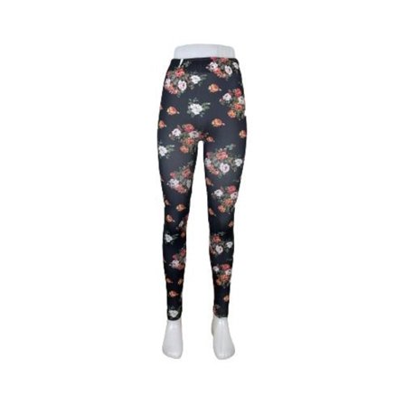 Svarta Leggings med Blommor