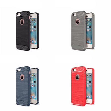 SKALO iPhone 5/5S/SE(1:a gen) Armor Carbon Iskunkestävä TPU suojakuori - Valitse väri