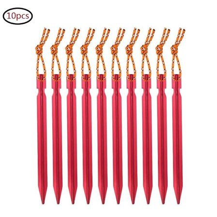 Camping tältpinnar, fasta triangulära spikar av aluminiumlegering, 10 stycken, röd-FA5-