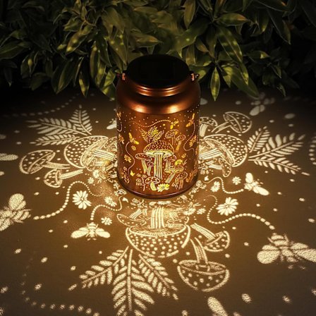 Solcelle Lanterner Udendørs Vandtæt Bi Svampe Dekoration Gaver til Kvinder Mor Bedstemor Hængende Solcellelamper til Udendørs Metal LED Lan