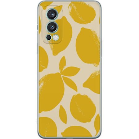 Kompatibelt Mobilskal till OnePlus OnePlus Nord 2 5G Citrontryck citroner gula citrusfrukt köksmönster sommar design tapet retro stil färsk inspira