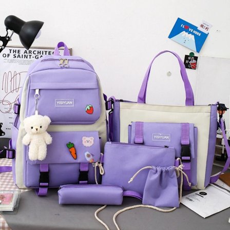 5 STK/SETT Ryggsekk Skolesekk LILLA