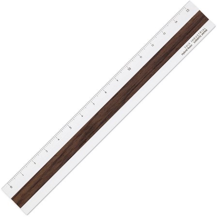 Ruler Aluminium/Wood 15 cm Silver/Indian Rose