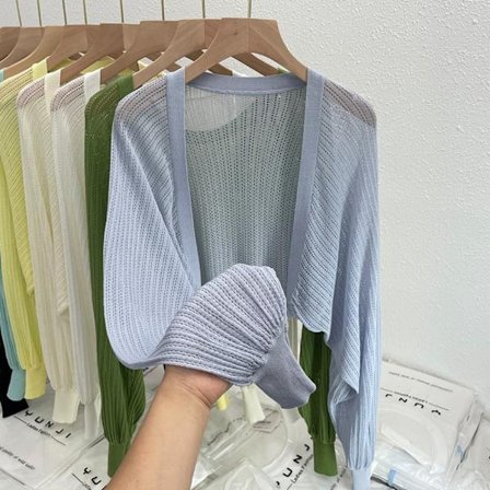 Stickad Cardigan Is Silk Sjal LILA