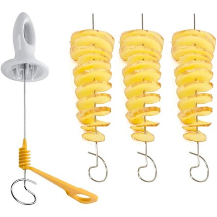 Gjenbrukbar potetvals, 4 stk spiralpotetkutter, tornado-skive