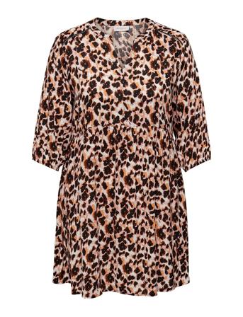 Carsunva Life 3/4 Knee Dress Aop ONLY Carmakoma Brown