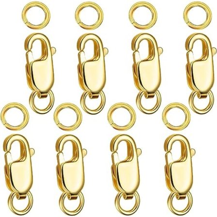 8 stk. sølvfarvede hummerlås med lukkede springringe Halskædelåse