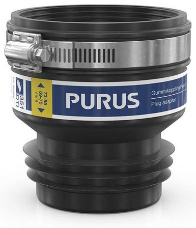 Purus 3032526 Gumminippel Plug-in, sort, Indendørs afløb
