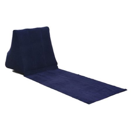 Oppustelig mørkeblå trekant strandstol pude til udendørs camping