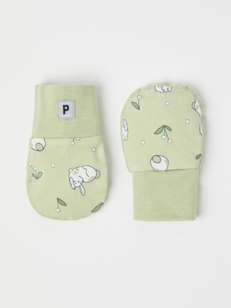 Polarn O. Pyret - Bunny baby mittens - Onesize - Childrenswear - green