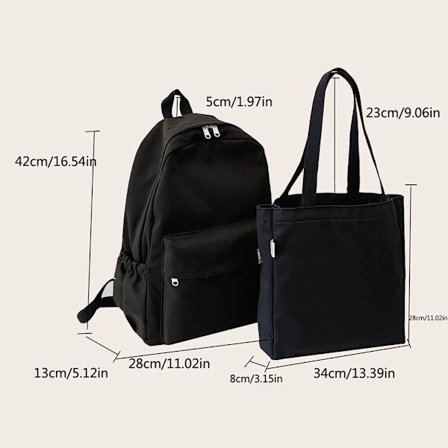 2 stk/sett Skolesekker Skoleveske for studenter Tenåringsjenter Korea Stil Bokveske Ryggsekk Ensfarget Skulderveske Ryggsekk~04160