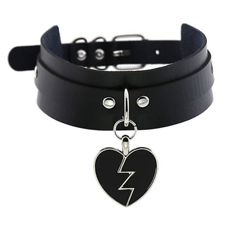 Punk Heart Choker Halsband Goth Mode Halsband Kawaii Läder Choker Kvinnor Flickor Rock Harajuku Emo Gotisk Smycken