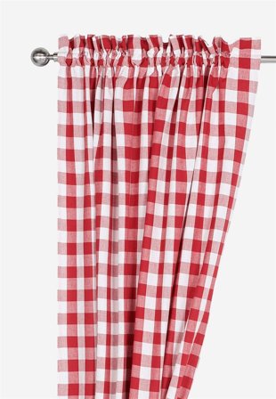 Cellbes of Sweden - Vävda, rutiga gardinlängder 2-pack - röd / vit / rutig - - 120 x 220 cm