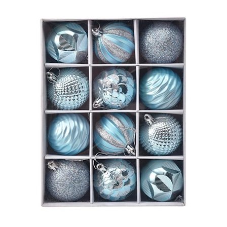 6cm 12 stk. Julekugle Gaveæske Malet Sæt Juletræ Dekoration Vedhæng Ferie Vindue Display