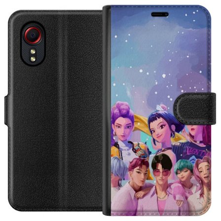 Kompatibelt Plånboksfodral till Samsung Samsung Galaxy Xcover 5 HuntrX Collab motiv med KPop-inspirerade tjejer och killar i färgstark futuristisk s