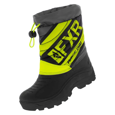FXR Octane Kid's Snowmobile Boots Black/Hi-Vis/Charcoal 34