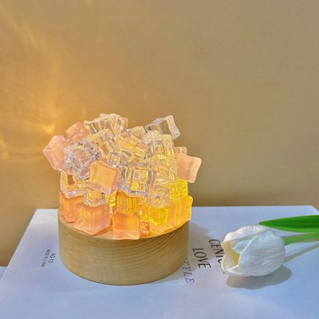 Vinflaska Nattlampa Ice Cube Bordslampa 02 02