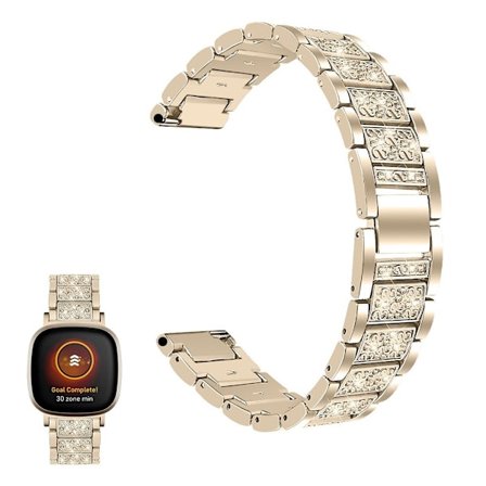 Fitbit Sense / Versa 3 elegant rhinestone decor watch band - Gold