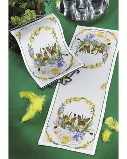 Stickpackung Tischläufer Osterkorb Kaninchen