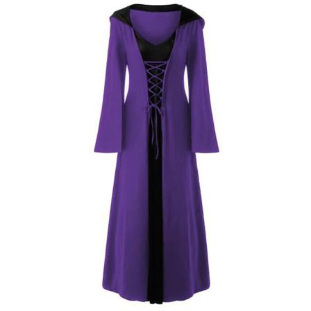 Halloween Witch Costume Devil Vampire Cosplay Hood Gown Robe Wo