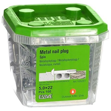 ESSVE Spix ZN Metallspikplugg 100-pack 5,0x22mm, Infästning