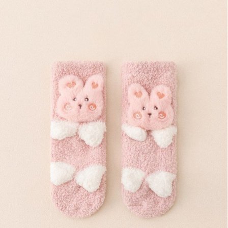 Vinter tykke nyfødte sokker Coral Fleece Varme Barn Ben Sokker ROSA