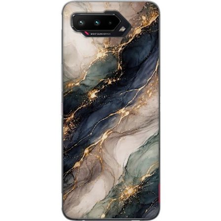 Kompatibelt Mobildeksel til Asus Asus ROG Phone 5 Luksuriøs abstrakt marmor kunst i svart, hvitt og gull med elegante linjer, eksklusivt design for p