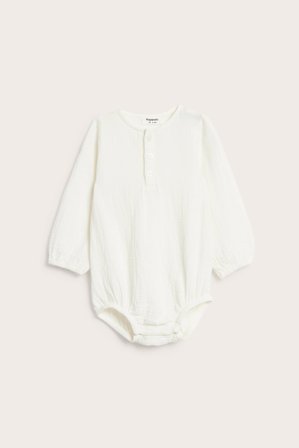 Kappahl | Body z długimi rękawami, z muślinu Offwhite 74 | Niemowlę