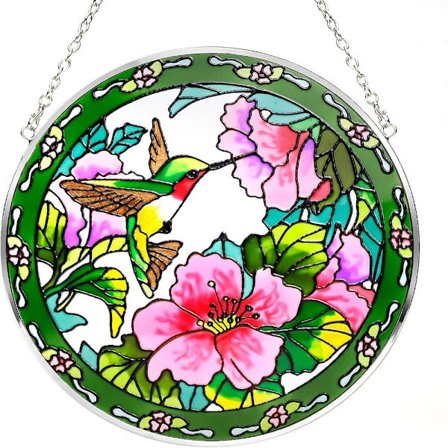 Maalattu taidekoristelu Hummingbird-ikkunariipus värillinen