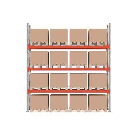 Paletový regál ULTIMATE, 16 palet, 500 kg/paleta, výška 4000 mm