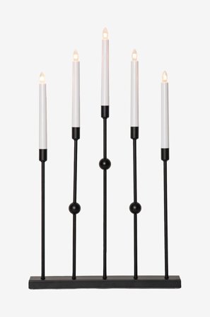 Star Trading - Lysestage Gustavo 5L - Sort - Adventslysestager - Fra Homeroom