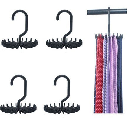 4-pak Multifunktionelt slipsstativ 20-klo Hanger, 4,4" (Sort)