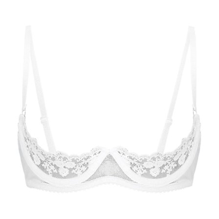 Dame 1/4 Cup Bøyle BH Halterneck O Ring Gjennomsiktig Blonde Push Up BH Undertøy Bryst Åpen BH Undertøy Xinmu