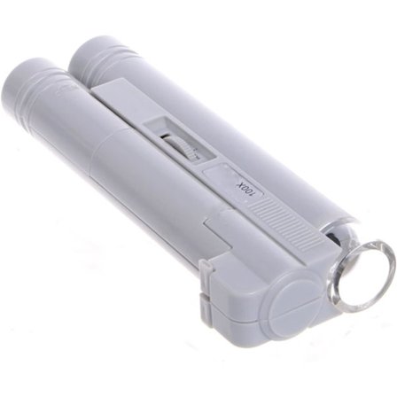 100x Forstørrelsesglass, bærbart med dobbelt rør og LED-lys