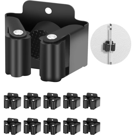 10 stk. Mop Holder Klip, Væghængt Kost Holder, Væghængt Kost Holder, Kost Opbevaring, Væghængt Kost Krog, Mop