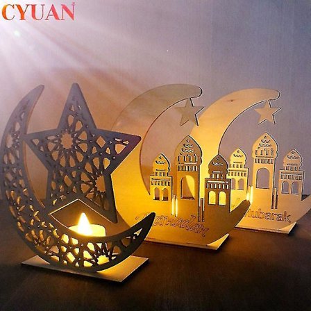 Ramadan Eid Mubarak Hjemme Dekoration i Træ til Bord