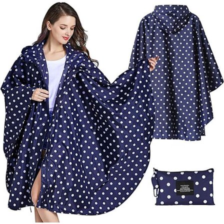 Regnfrakke til kvinder, lang regnponcho, vandtæt regntøj, regnjakke, vindtæt regnkåbe, regnfrakke, regnbestyttelsestøj med klappe