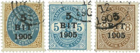 Dansk Vestindien 1905 - AFA 33-35 - Stemplet